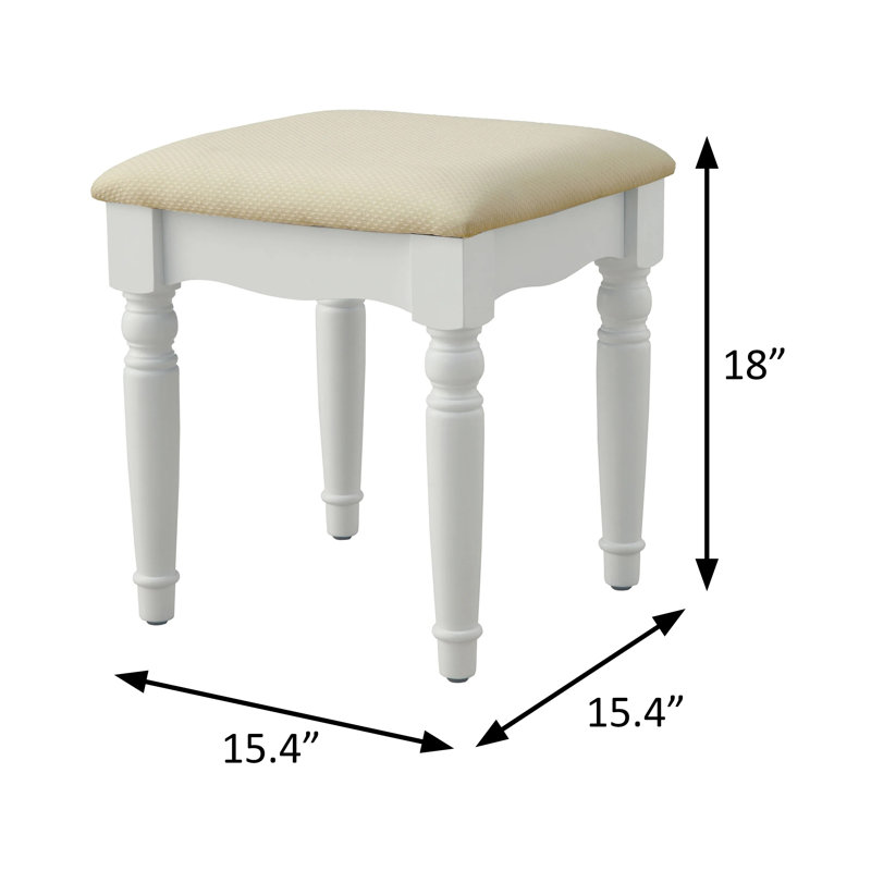 47.4" W Transitional Vanity W/ Stool, White, White