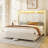 Bed Frame with LED Lights and Charging Station, Tall Headboard and Wingbacks Platform Bed-1543850991-1543850985
