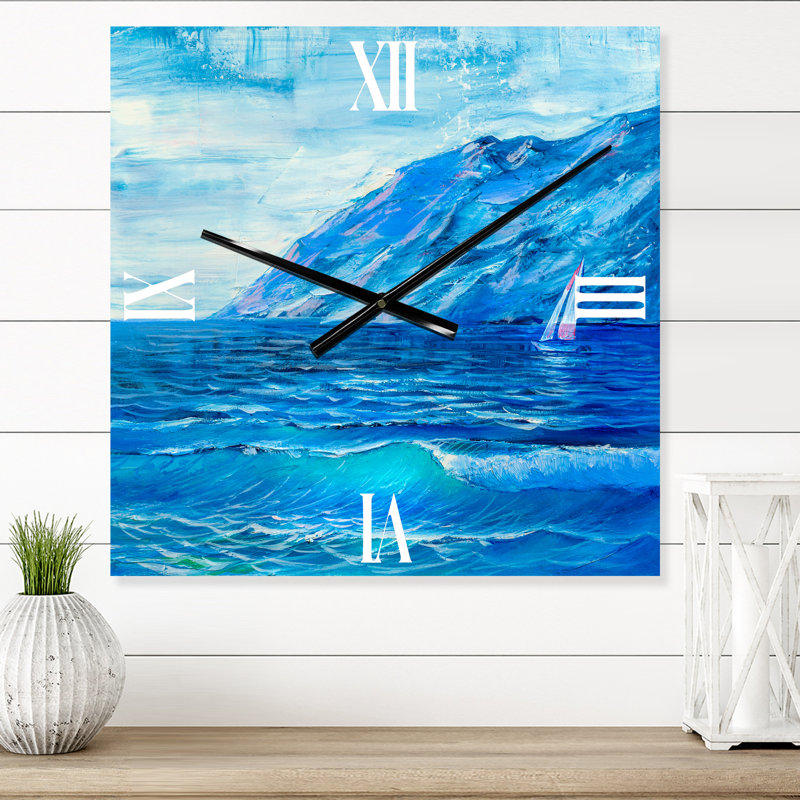 Horloge murale Morning Sunlight on the Sea Waves II, Très grand