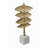 Four-Tiered Aluminum Stingray Sculpture - 7.5x3x14.5" - Gold/White