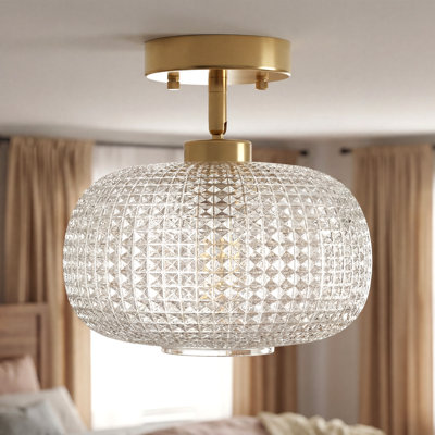 Plafonnier encastré 1 lumière en verre industriel