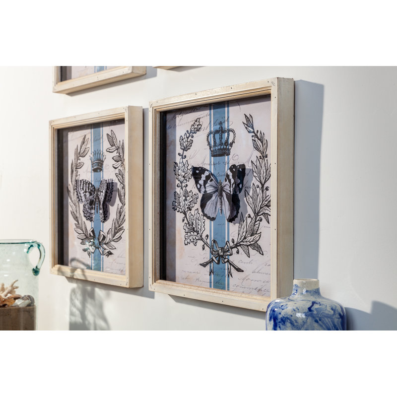 Art inspiré de la nature, ensemble de 4 papillons royaux encadrés