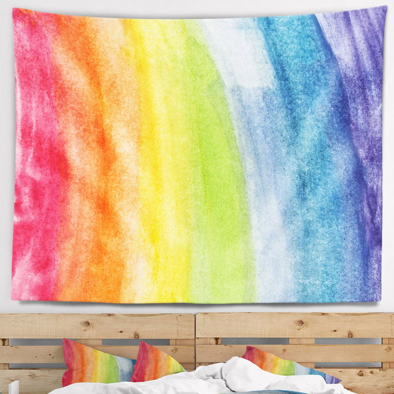 Tapisserie de couleurs arc-en-ciel abstraite, H 32 po x l 39 po
