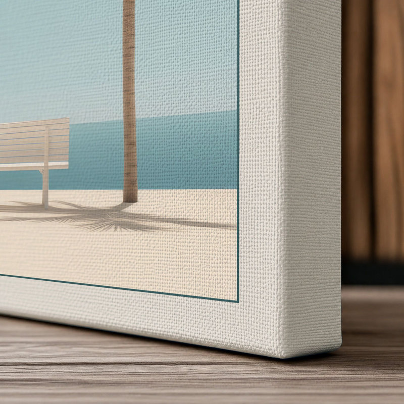 Palms and Bench Coastal - Wrapped Canvas, 30x20 - 76.2 x 50.8 cm, Cream Border