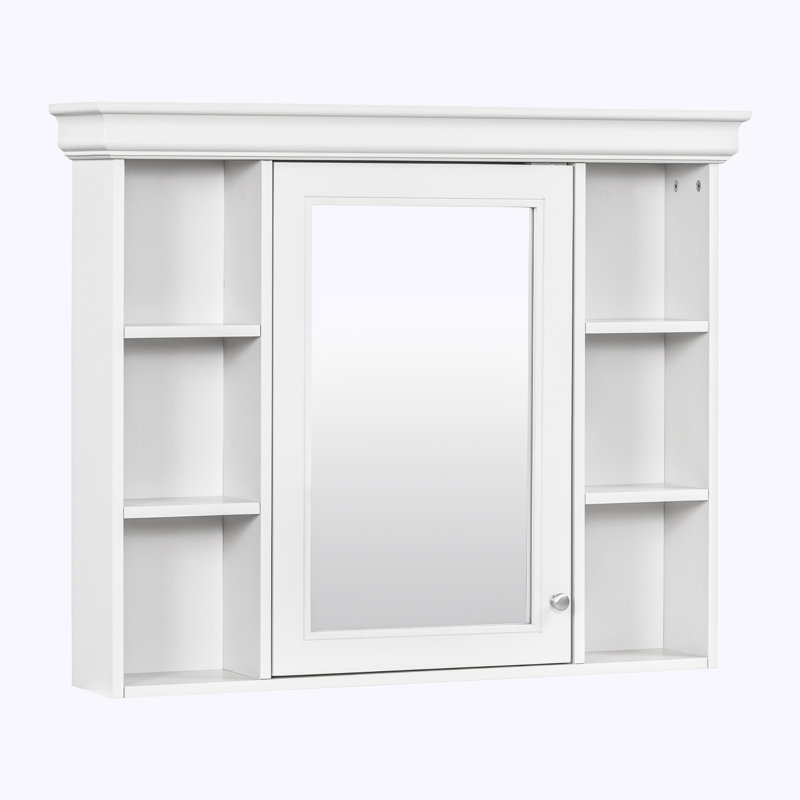 Armoire de rangement murale avec porte miroir, Blanc