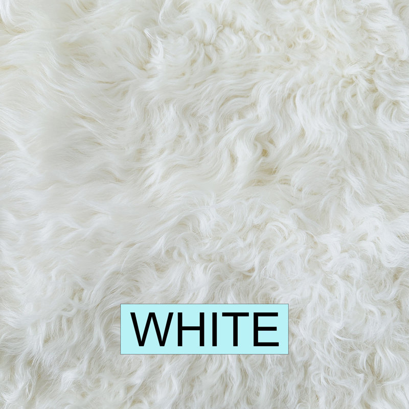 Curly Kalgan Lambskin Throw Pillow with Feather Down Insert, White, 20" x 20"