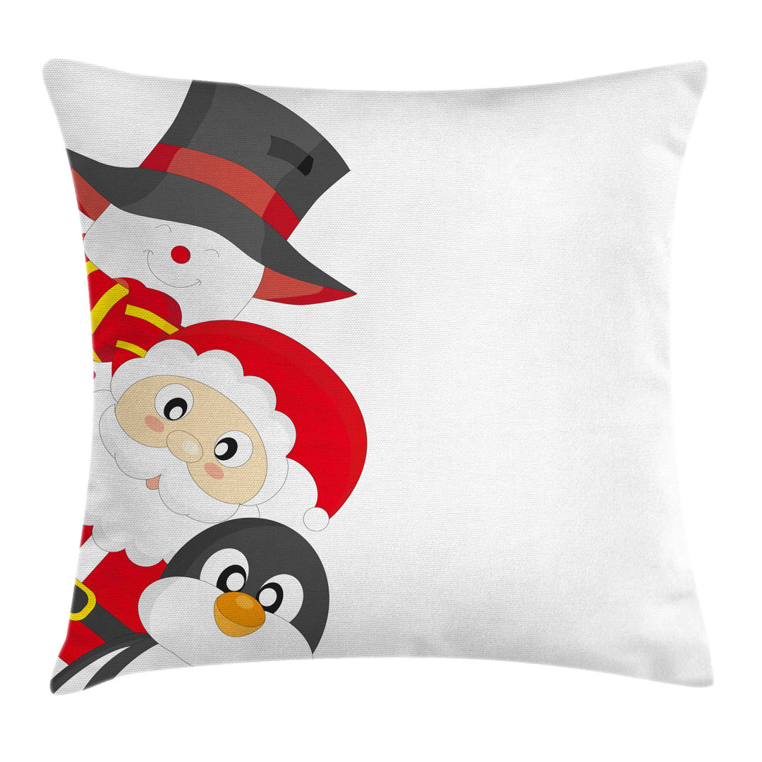 Kissenbezug, Happy Santa Penguin, Charcoal Grau Rot Weiß