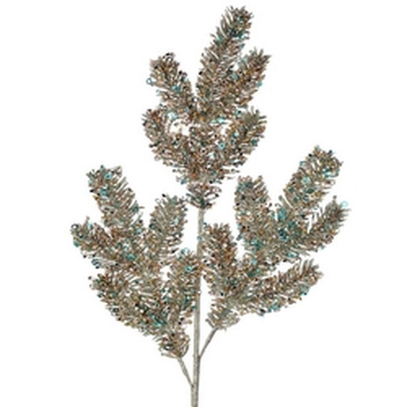 30 po (s) champagne, paillettes bleues et épinette scintillante, faux arbres et plantes