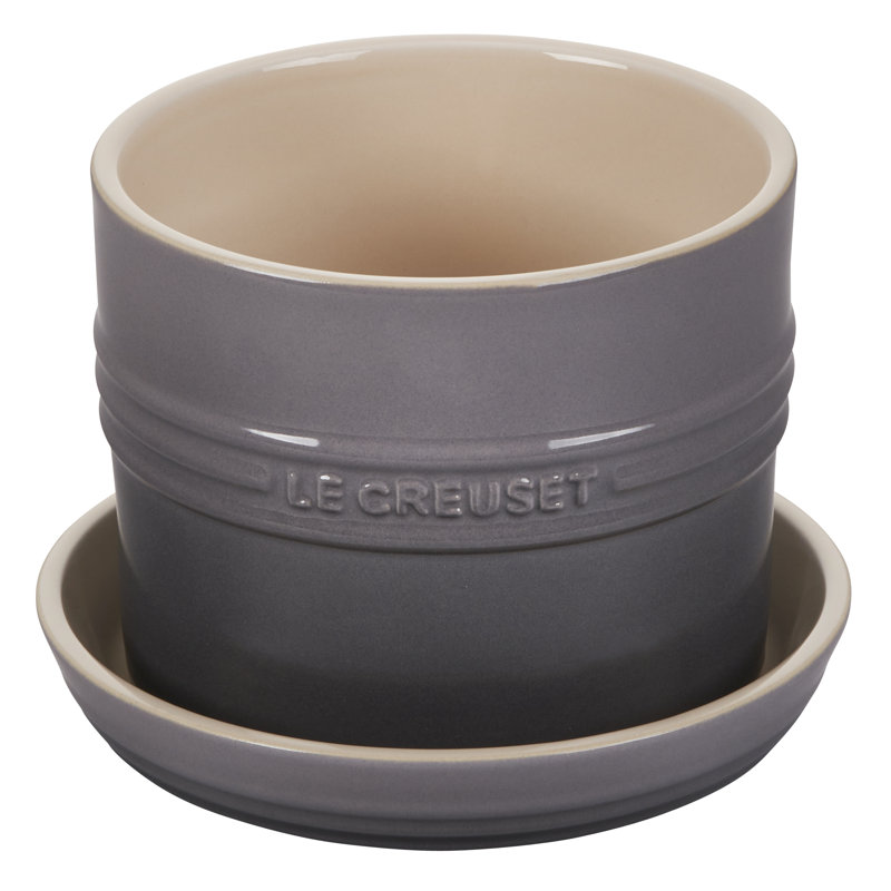 Le Creuset Enameled Stoneware Pot Planter, Oyster