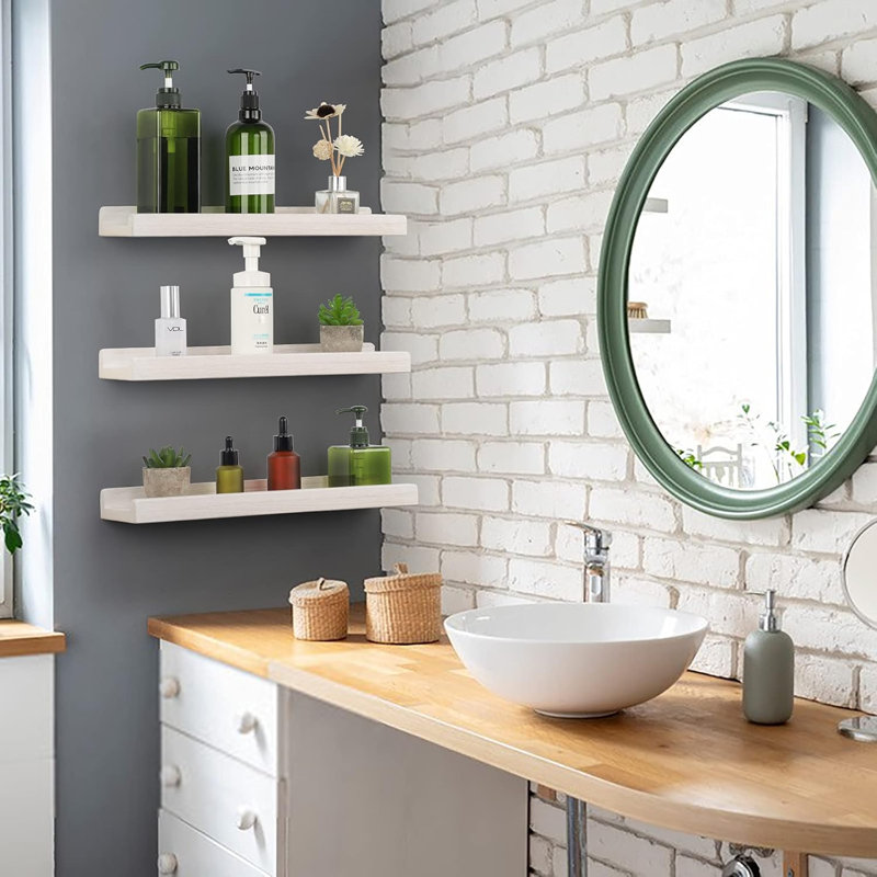 3-Piece 16.99"  Floating Shelves Wall Mounted ,Wood Floating Shelves For Storage Display Shelves For Bathroom/kitchen/bedroom/living Room,White