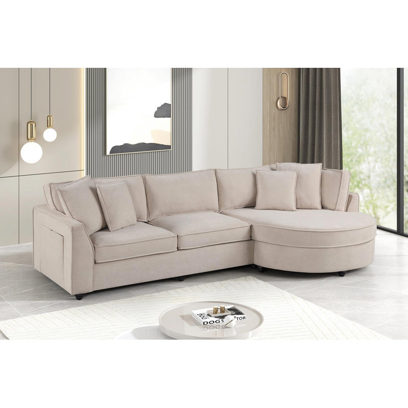 Canapé modulaire réversible Elva Beige , Tissu beige