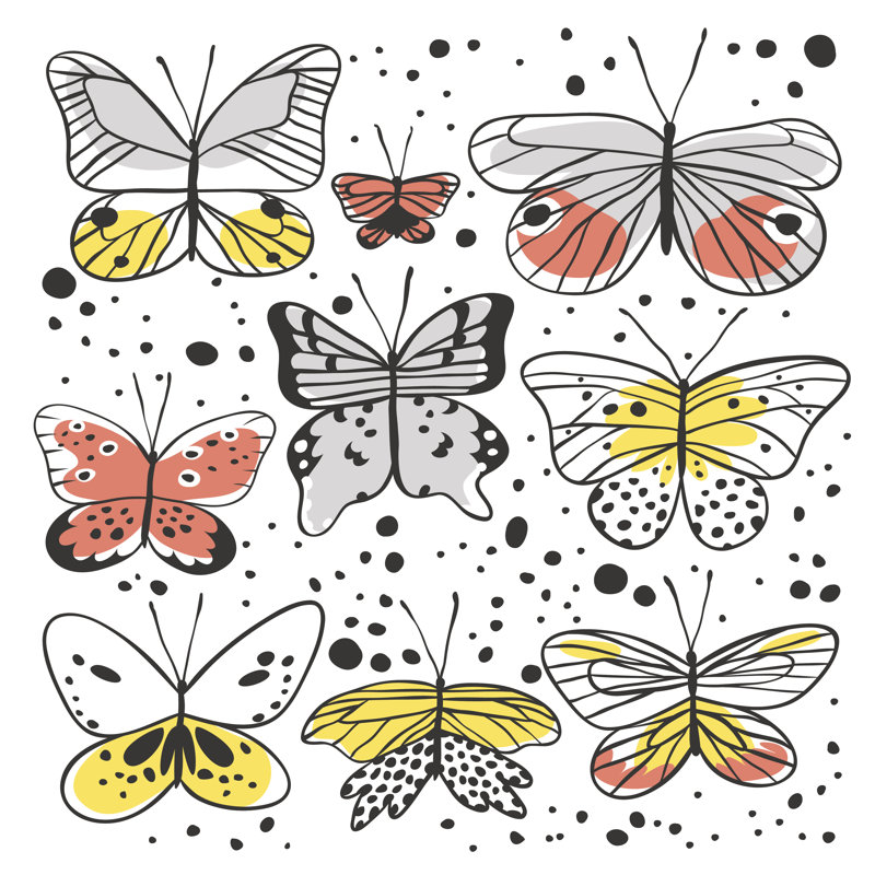 Ensemble de papillons Tsamis par Michlomop, H 36 po x l 36 po