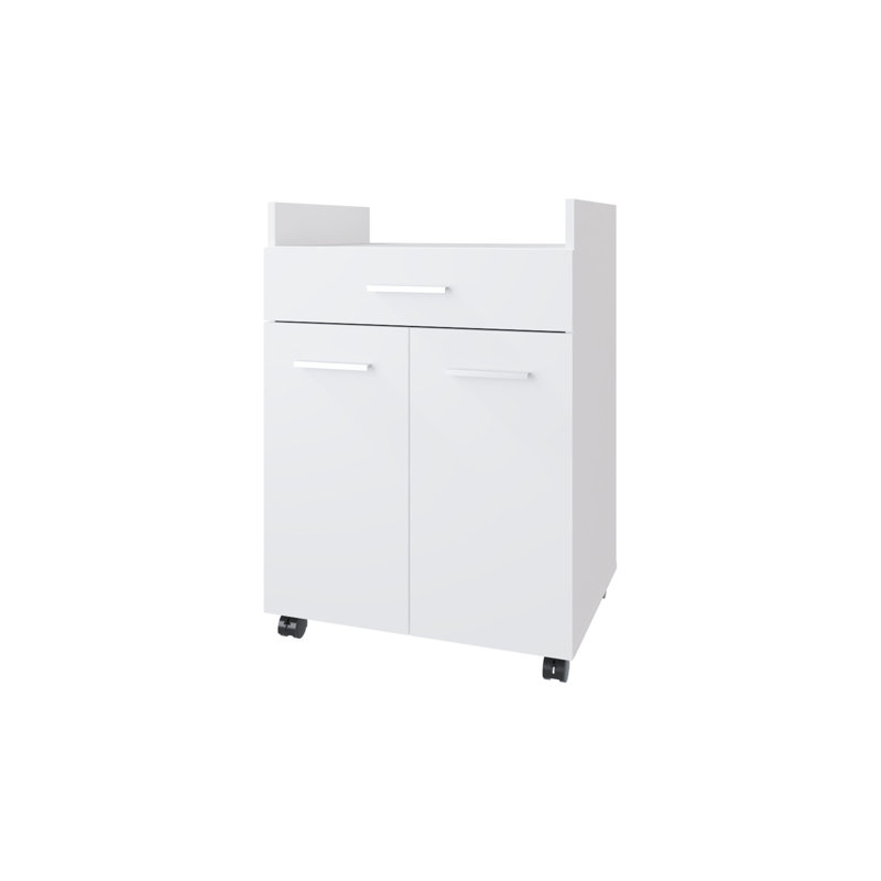 Burnside Kitchen Cart, White, Solid + Manufactured Wood