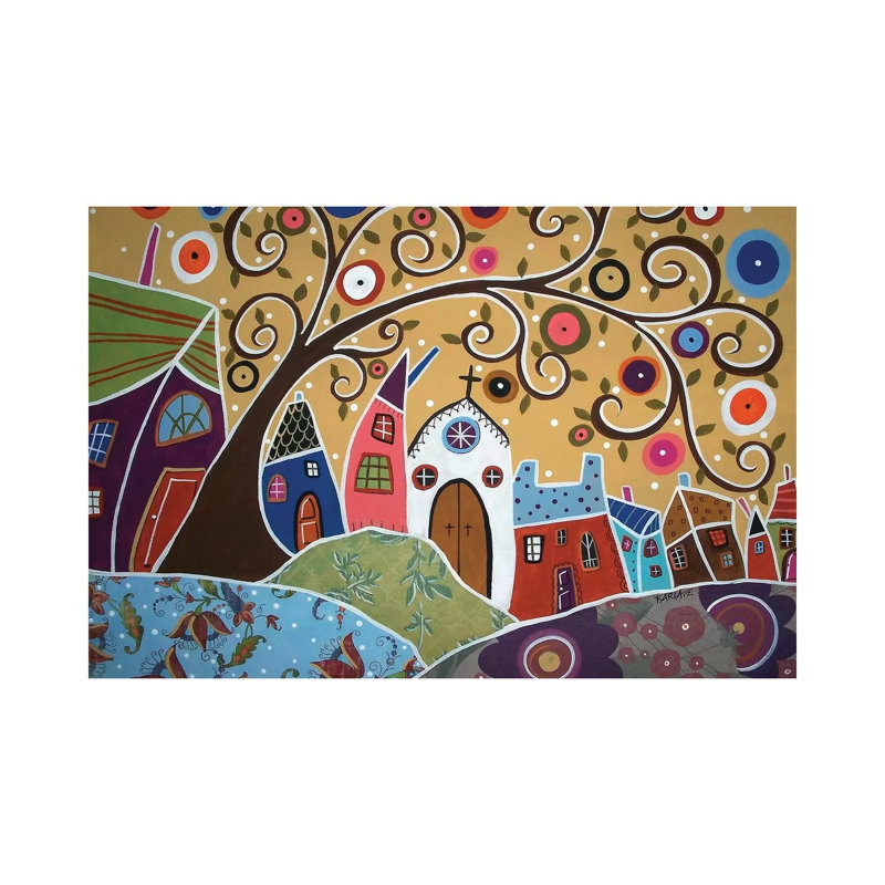Swirl Tree Town by Karla Gerard - Wrapped Canvas Gallery-Wrapped Canvas Giclée, 20.32cm H x 20.32cm W