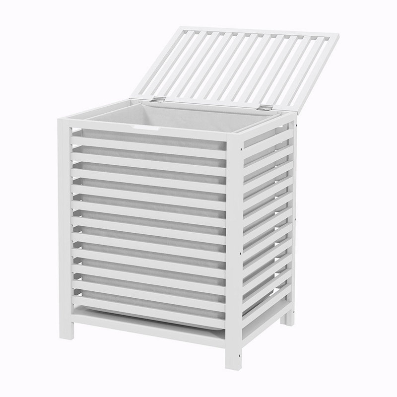 Panier à linge en bambou avec couvercle, Blanc