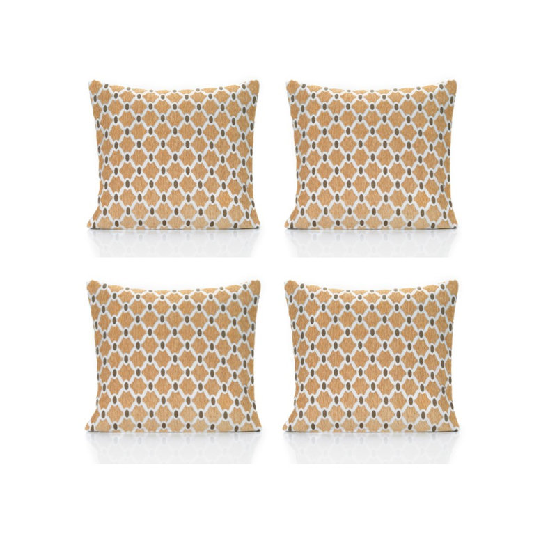 Beauville Geometric Square Cushion, Gold, 45 cm H x 45 cm W x 15 cm D