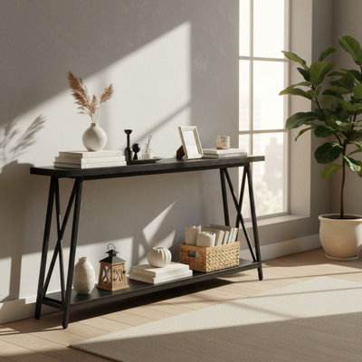 Console de 63 po de longueur, console étroite derrière le canapé