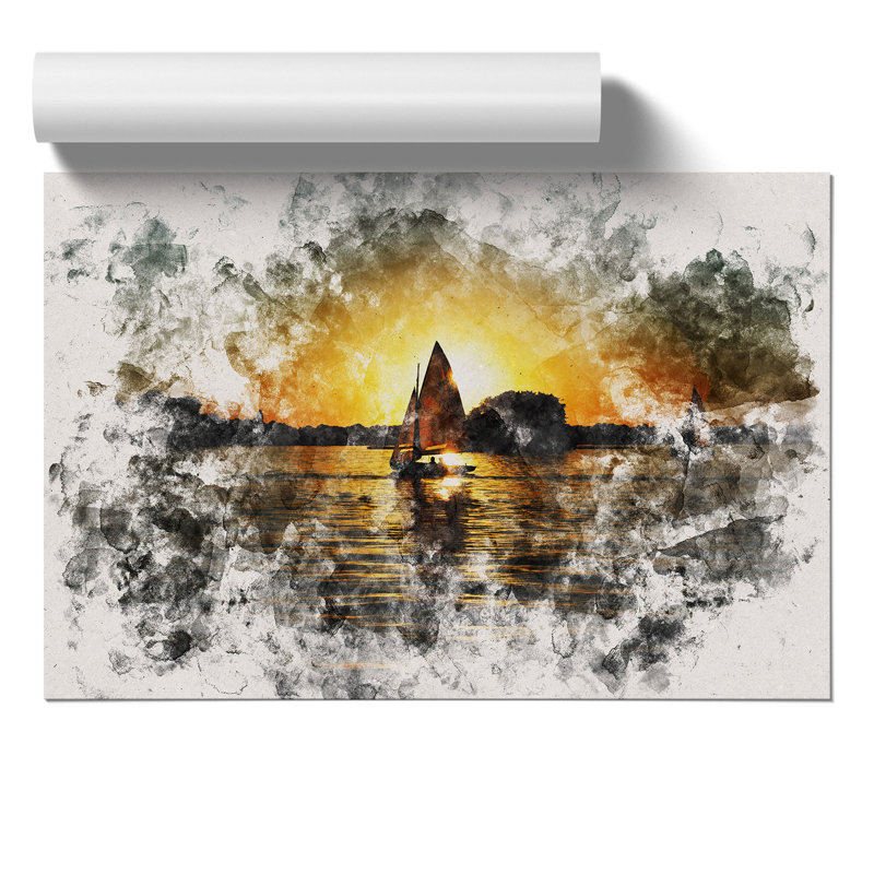 Sailing Boat Watercolour - Frameless Print, 42cm H x 59cm W x 0.1cm D
