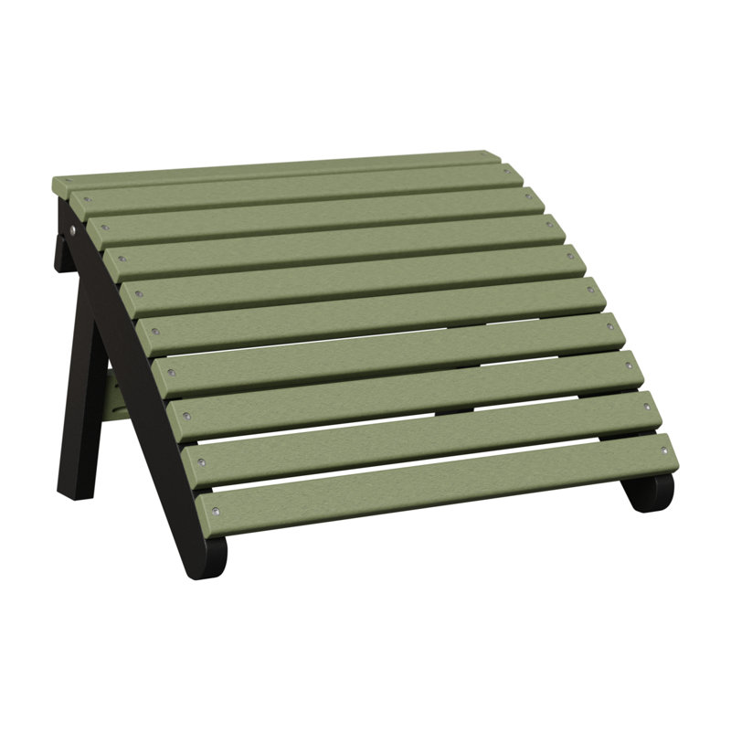 Rectangle Outdoor Ottoman Patio Ottoman, Sage Top/Black Base