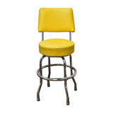 Retro Home Single Ring Upholstered Swivel Bar & Counter Stool with Back