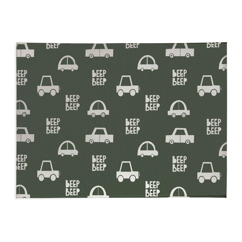 Beep Kids Play Mat, Chimichurri/Green/Ivory, Rectangle 4' x 6'