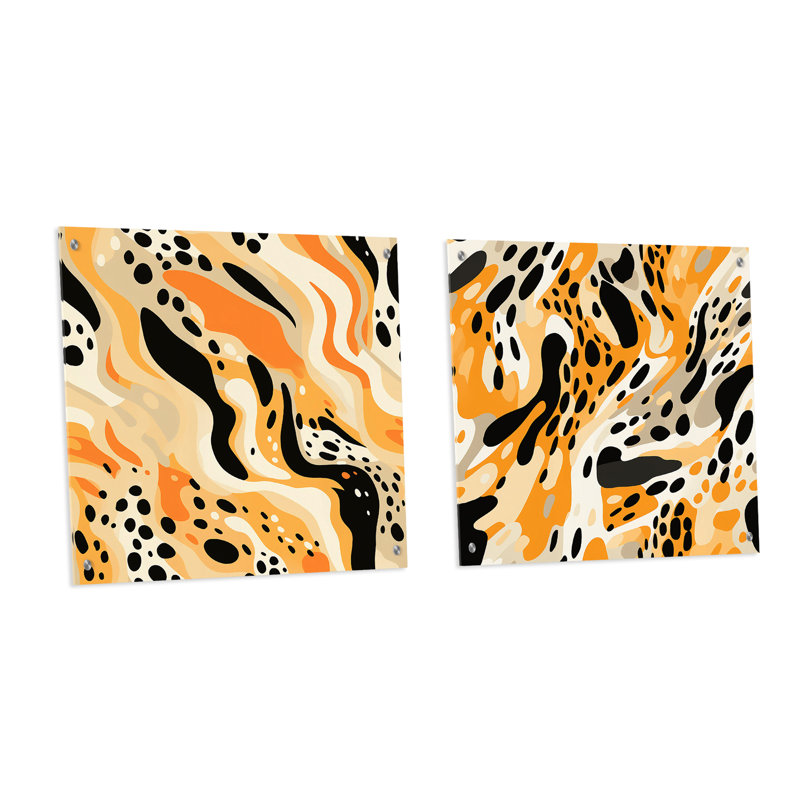 Dailani - Ensemble de 2 peintures murales abstraites en acrylique, H 16 po x l 33 po