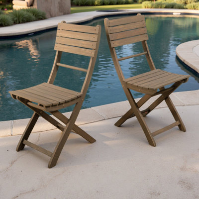 Chaise de salle à manger d'extérieur pliante en bois d'acacia (ensemble de 2)