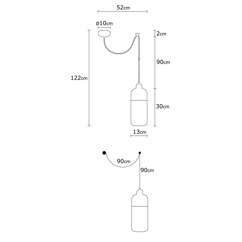 Luminaire suspendu cylindrique à 1 lumière Jak