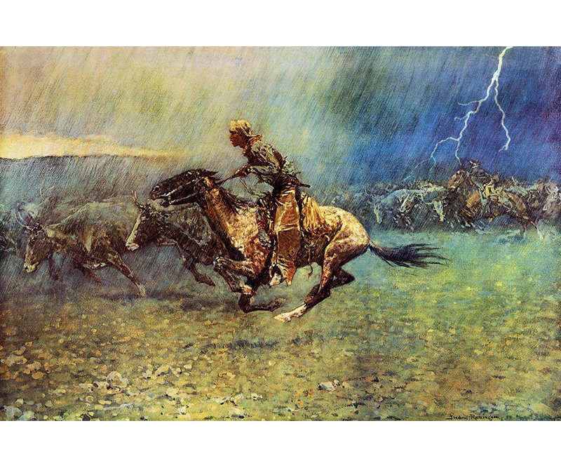 Alcott Hill® Remington, Frederic Gallery, art sur toile tendue: The Stampede (97_53203), H 17 po x l 24 po