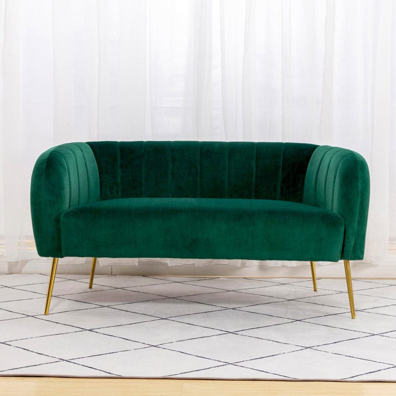 Bullock 2 Seater Velvet Loveseat, Green