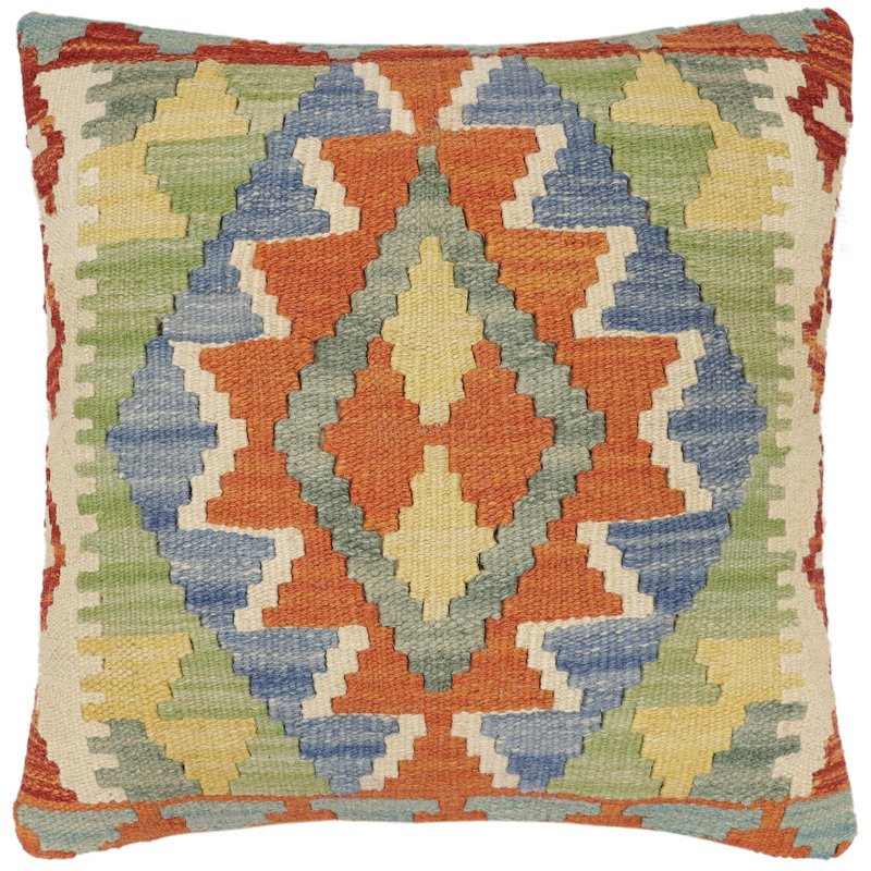 Coussin rustique en kilim tissé à la main rustique Tandra - 18 po x 18 po