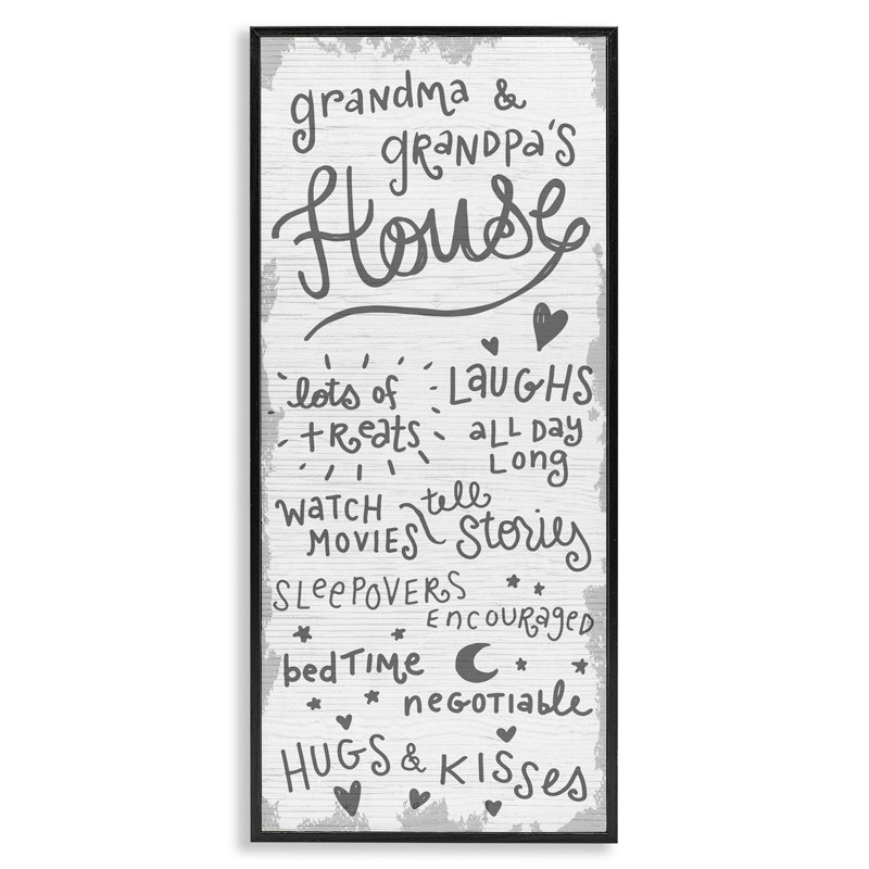 «Grandparents House Family Home Neutral Word Design», art textuel, H 30 po x l 13 po, Giclée encadrée noir minuit