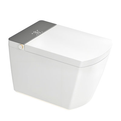 High Smart Toilet With Auto Lid Functionality, Heated Seat, Instant Warm Water Cleaning Function, Automatic Flush, Remote And Foot Flush Capability, Soft Ambient For , Led Digital Display Of Seat