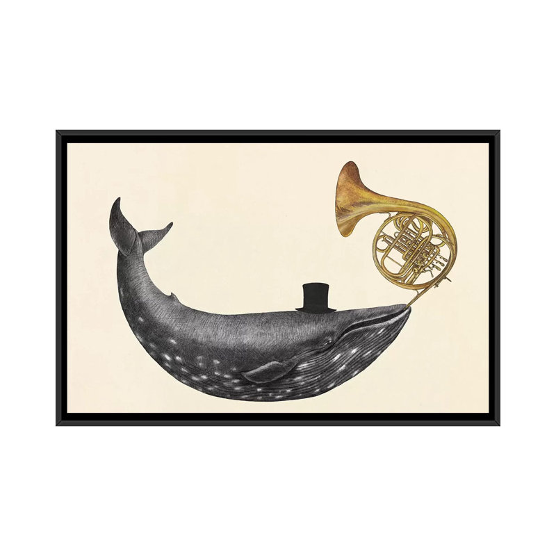 « baleinee song », impression sur toile, H 18 po x l 26 po x P 1,5 po, Toile avec cadre noir, Pas de tapis