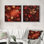 «Red Falling Maple Leaves I» - décoration murale feuilles - art mural traditionnel 2 pièces