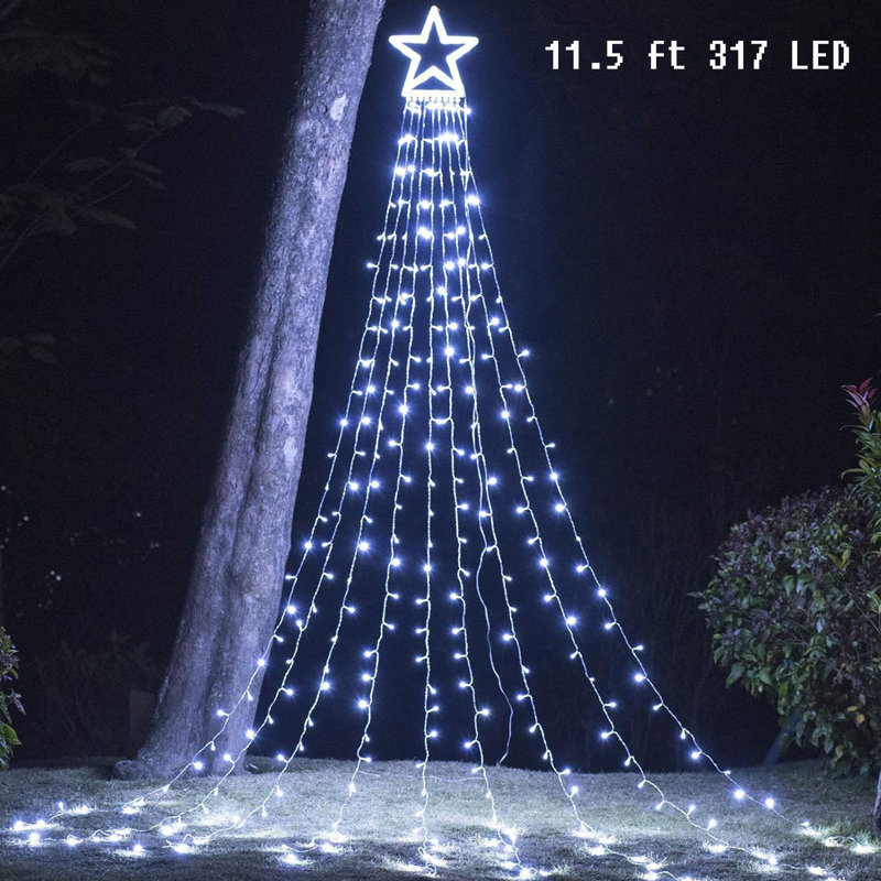 Juma 11.5ft 317 LED Star Christmas Tree Lights,8 Memory Lighting Modes&Timer Christmas Star Lights (), White
