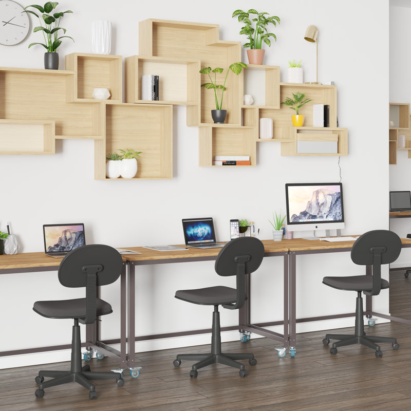 Coventry Computer Table and Desk in Brown Oak Wood Grain Finish with Metal Wheels