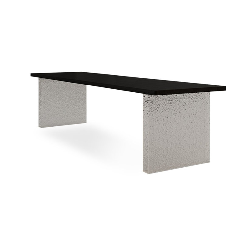 Black Rectangular Solid Wood + Acrylic desk, 29.53" H x 78.74" W x 23.62" D