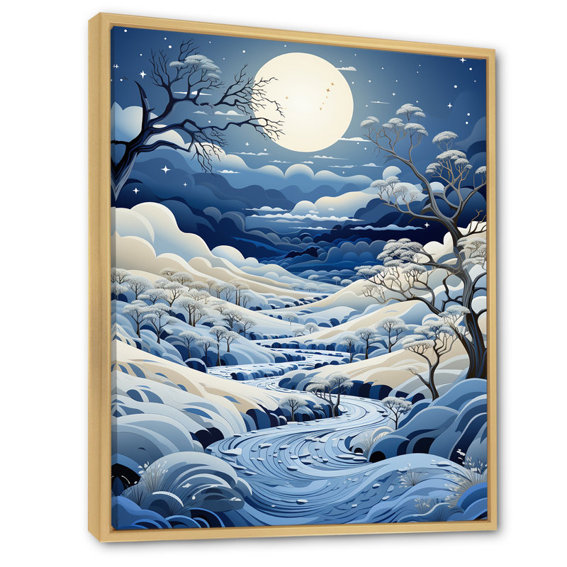Snow Winters Moon Solitude I - impression, H 32 po x l 24 po x P 1 po, Cadre naturel flottant