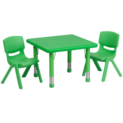 Goddard 24" Square Plastic Height Adjustable Activity Table Set with 2 Chairs