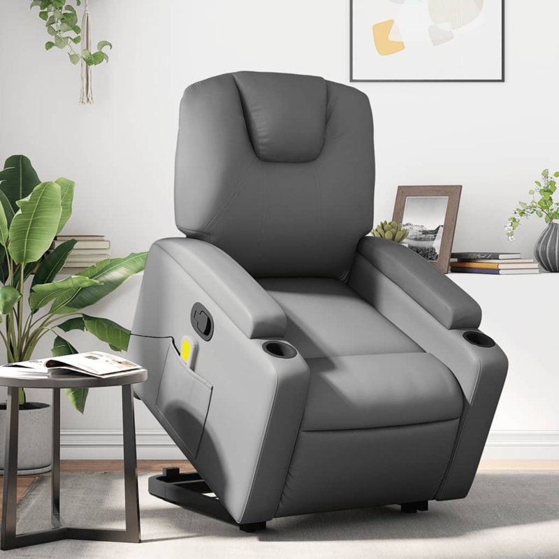 Fauteuil de massage en faux cuir, Similicuir gris