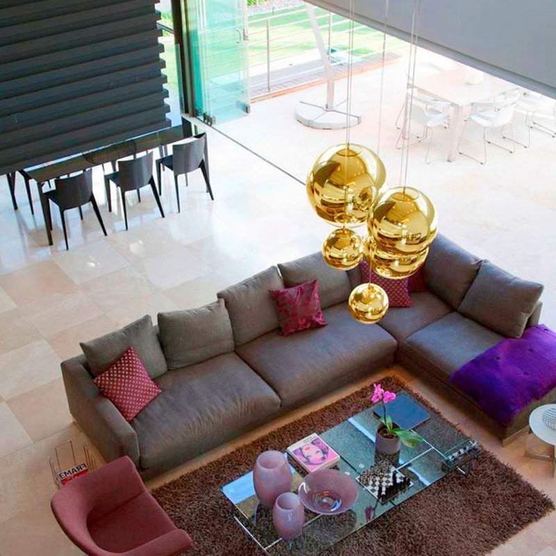 Fairy mirror ball pendant light, 250cm H x 40cm W x 40cm D, Gold