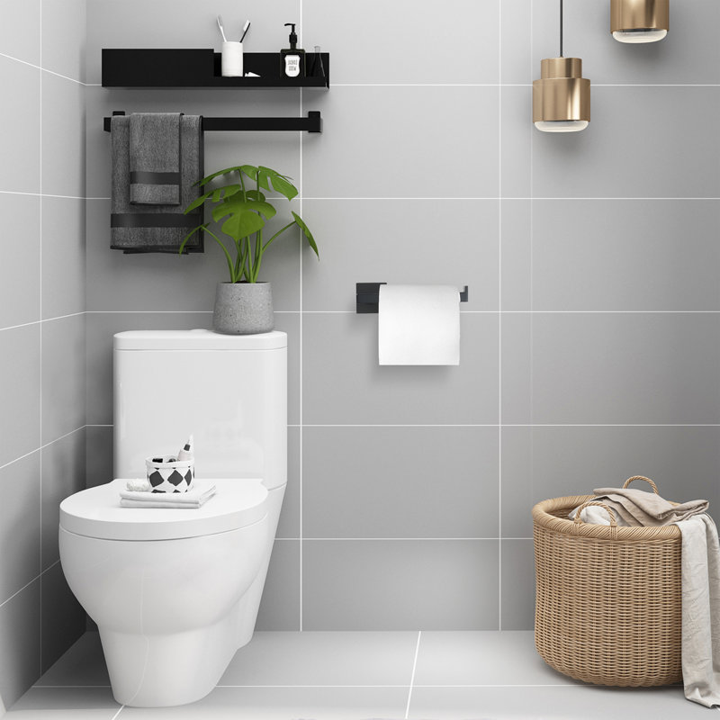 Porte-papier hygiénique mural pour salle de bain, Noir mat