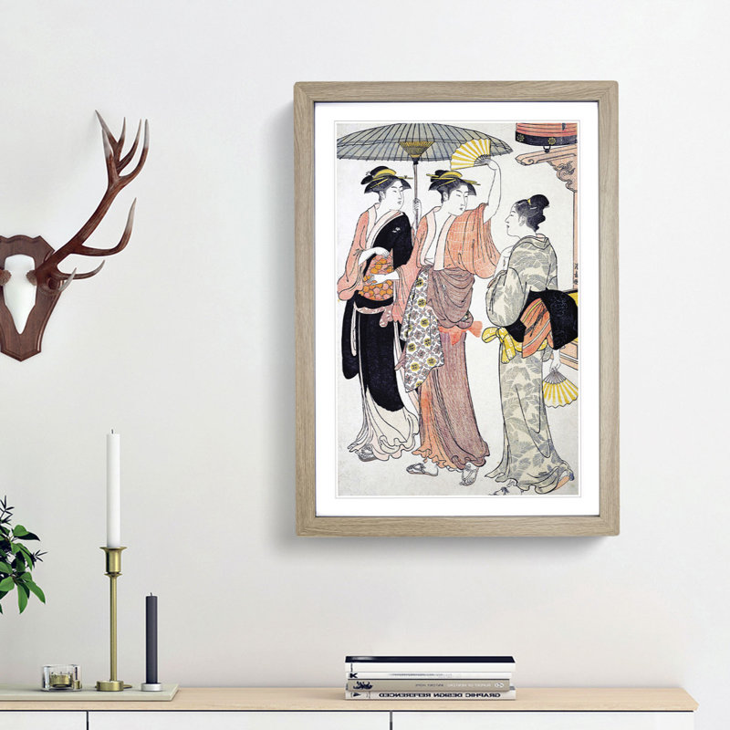 Southern Pleasure District by Torii Kiyonaga - Picture Frame Painting Print, Oak Framed, 48cm H x 36cm W x 2cm D