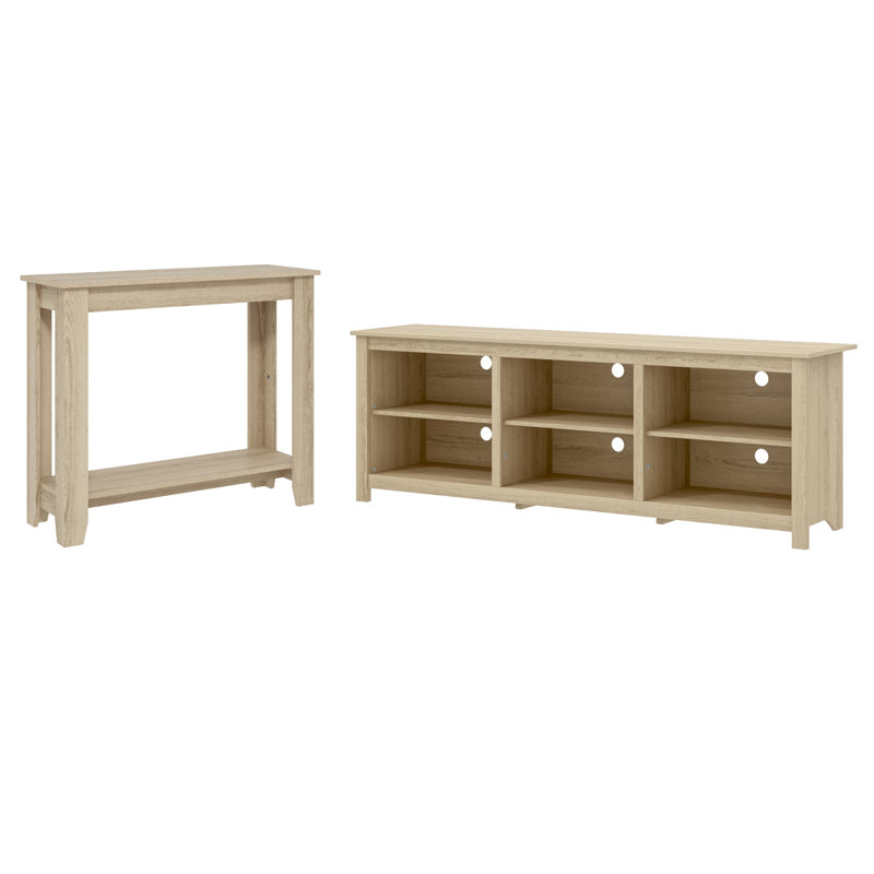 Inniss Transitional 2 Piece Living Room Entertainment Set, Oslo Oak