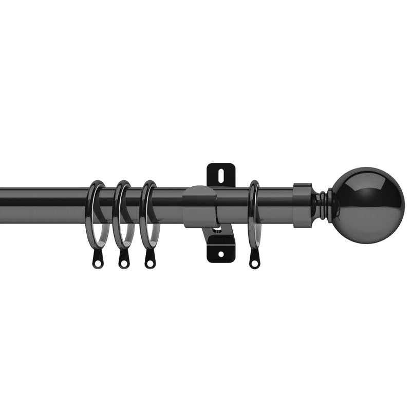 Single Curtain Pole, Satin Steel, 240cm