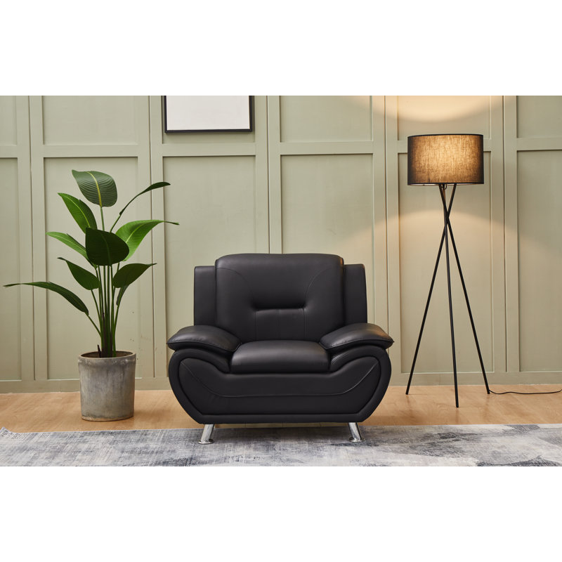 Chaise de salon Alexsia, Similicuir noir