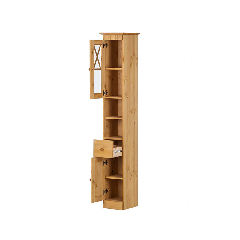 Vernita Solid Wood Freestanding Linen Cabinet, Stain Wax