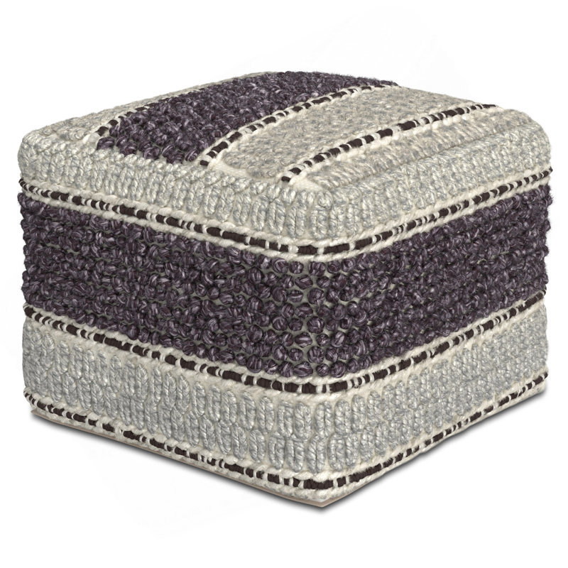 Grady - Square Pouf - Magenta / Natural, Dark Gray Fabric