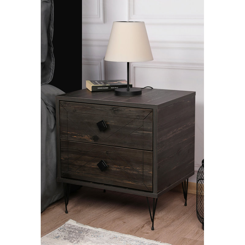 Chenoweth 50cm W Manufactured Wood Bedside Table, Dark Brown
